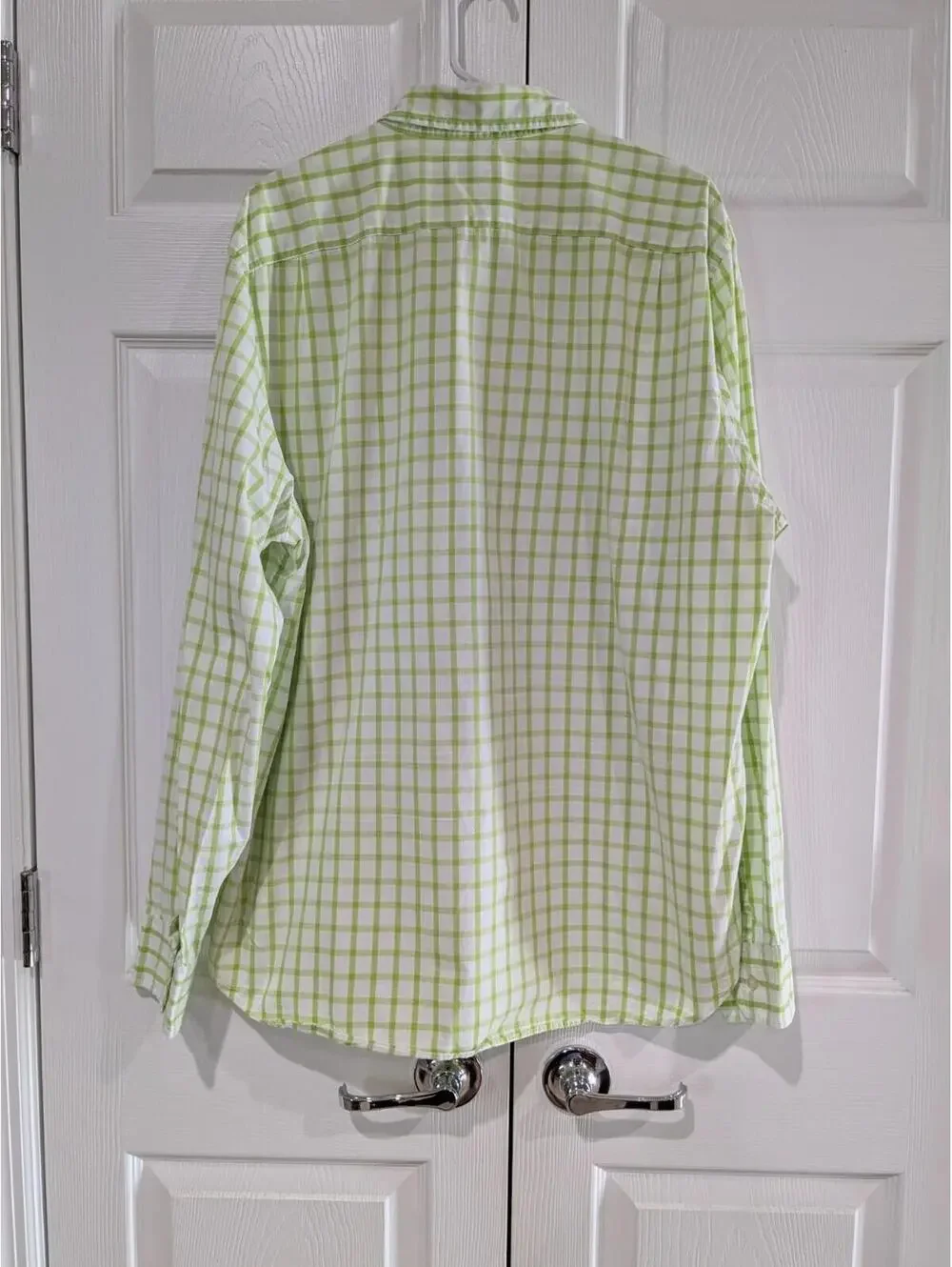 J. Crew Men's Long Sleeve Button Down Shirt, Lime Green White, Size XL, Cotton